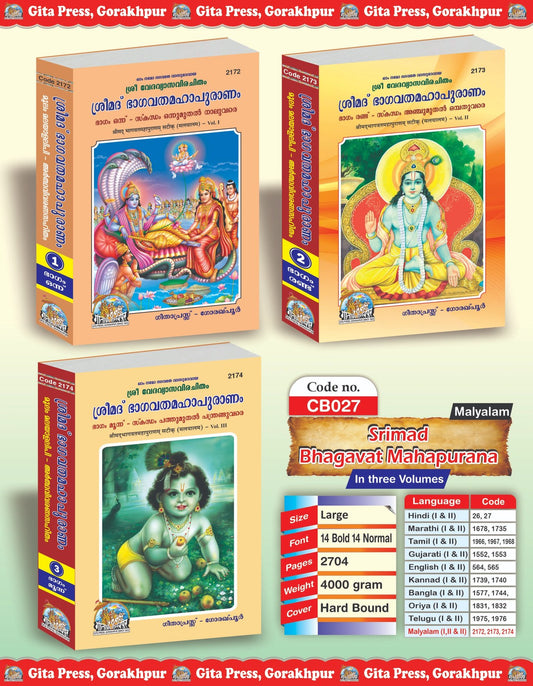 Shrimad Bhagvat Mahapuranam Satik Complete Set (Part -1-2-3), Malayalam edition | Baba Bhole Nath
