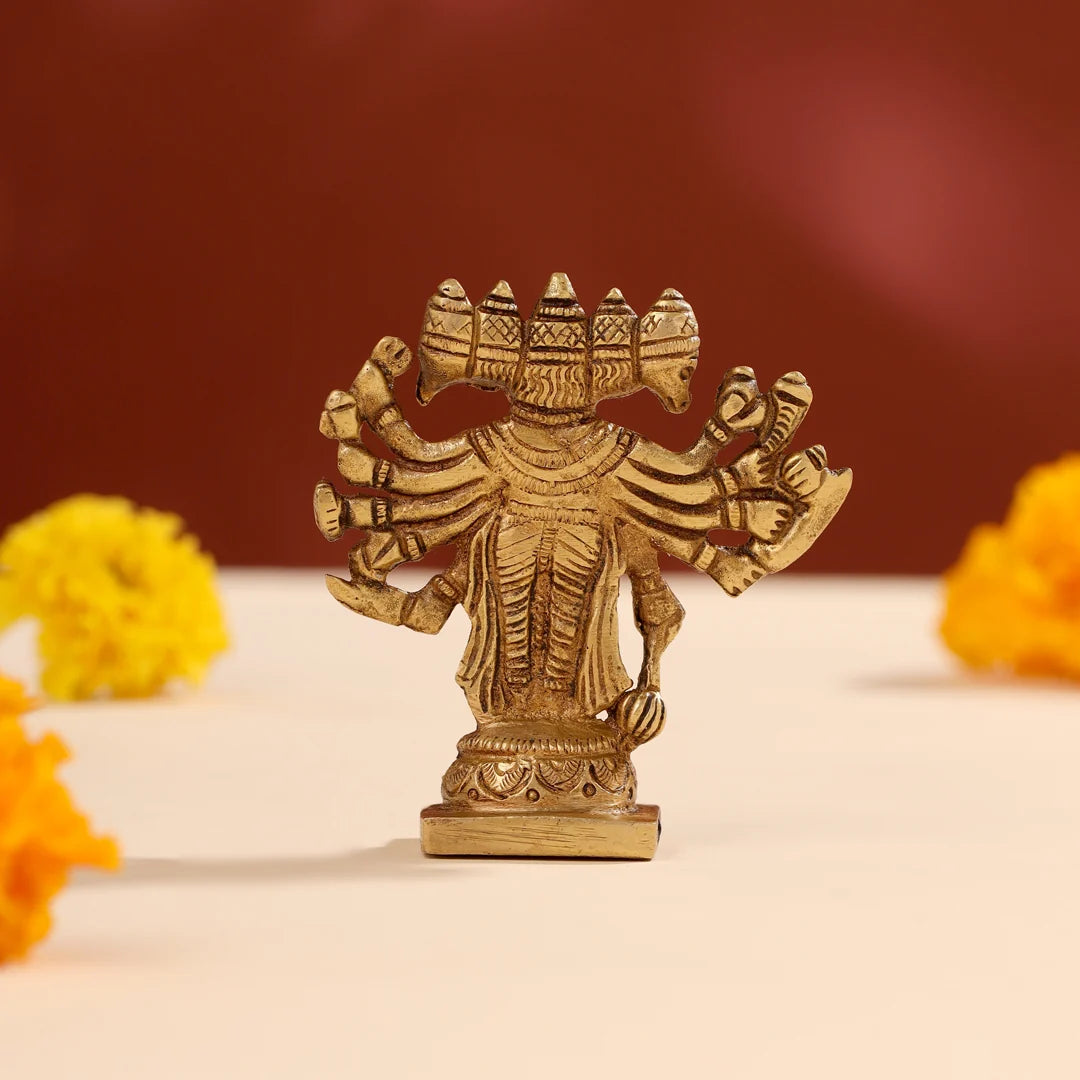 Panchmukhi Hanuman Brass Idol for Home Temple (4 inch)