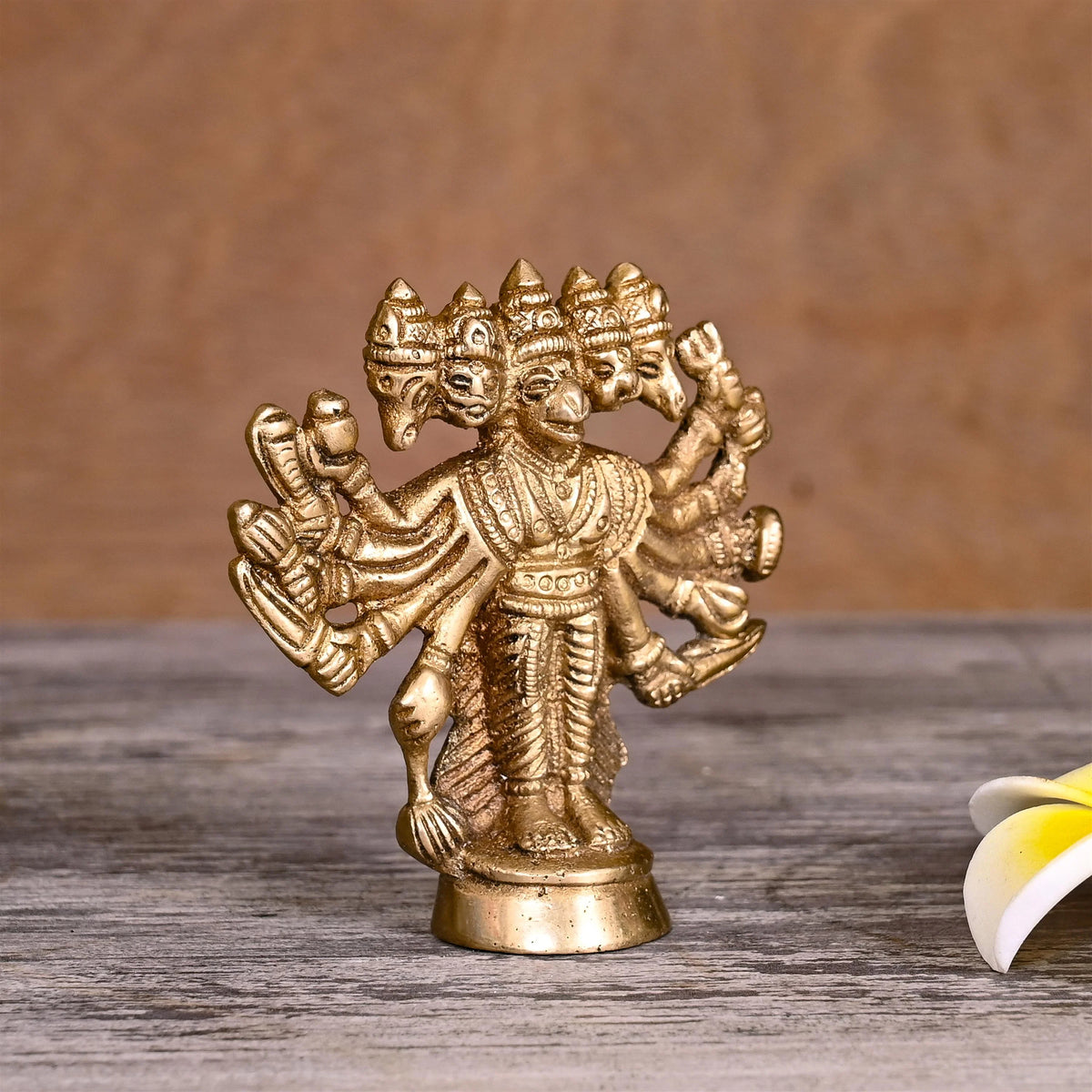 Panchmukhi Hanuman Brass Idol for Home Temple (4 inch)